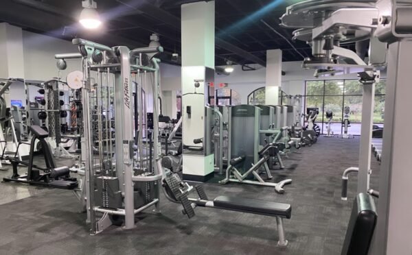 main gym floor, wide open, tons of equipment, brand new, multi jungle 