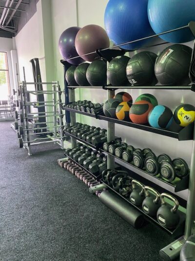 Multi purpose storage unit, kettlebells, dumbbells, medicine balls, slam balls, personal training